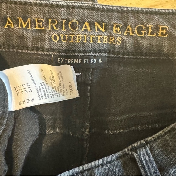 AMERICAN EAGLE Extreme Flex 4 Slim Jeans Black Ripped - Picture 7 of 8